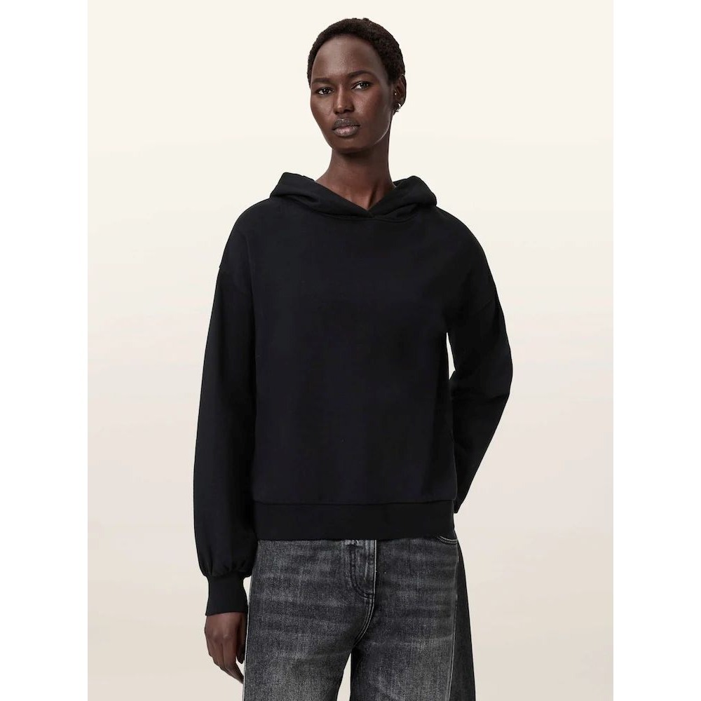 AllSaints Rhian Rhinestone Logo Hoodie Black NWT Size size S Rare Embellished - Picture 2 of 10